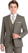 Boys Formal Suit 4 Piece Set Classic Fit Wedding Tuxedo with Jacket Vest Shirt Pants Tie for Kids