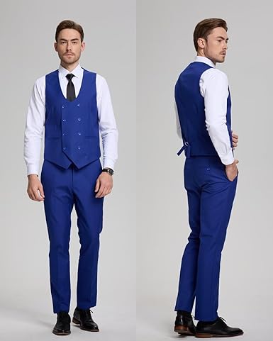Suits for Men Slim Fit 3 Piece Double Breasted Suit Men for Wedding Prom Business Formal Suits