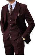 Men's Vintage 3 Piece Suit Tweed Herringbone Suit Slim Fit Groom Tuxedo Suit Ballroom Jacket Suit Vest Pants